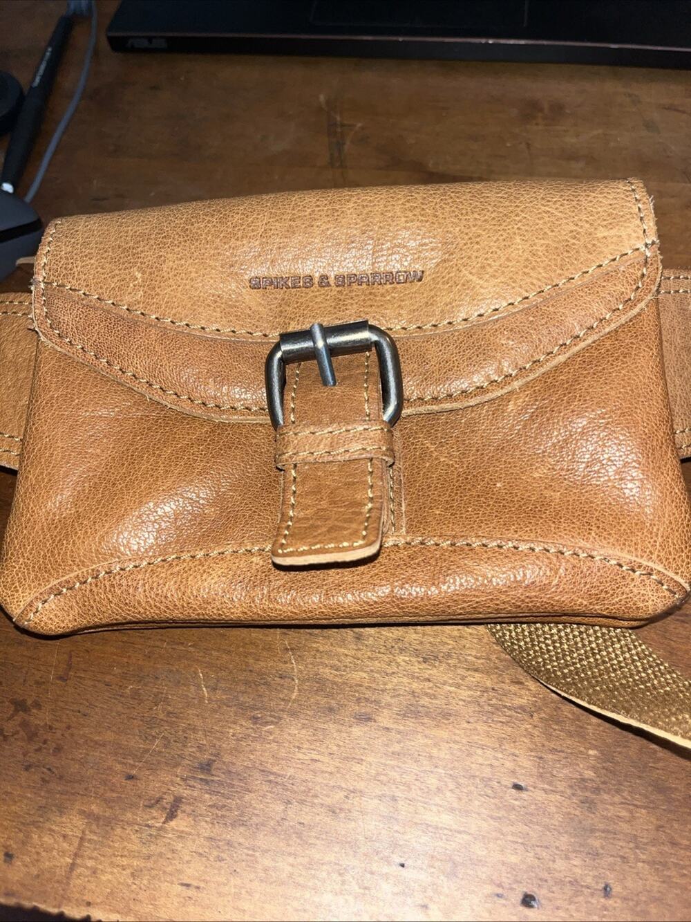 SPIKES & SPARROW Leather Waist Bag Fanny Pack Sling Bag Belt Brown